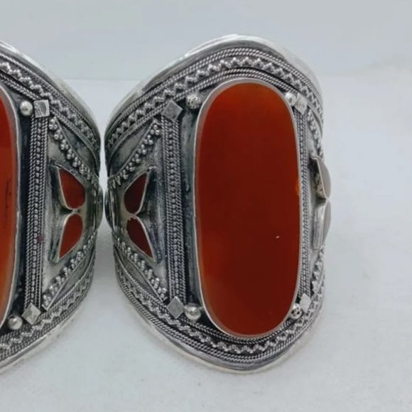 Single Afghan Stone Big Cuff Bracelet, Tribal Afghan Cuff, Boho Cuff, Handmade - Picture 2 of 3